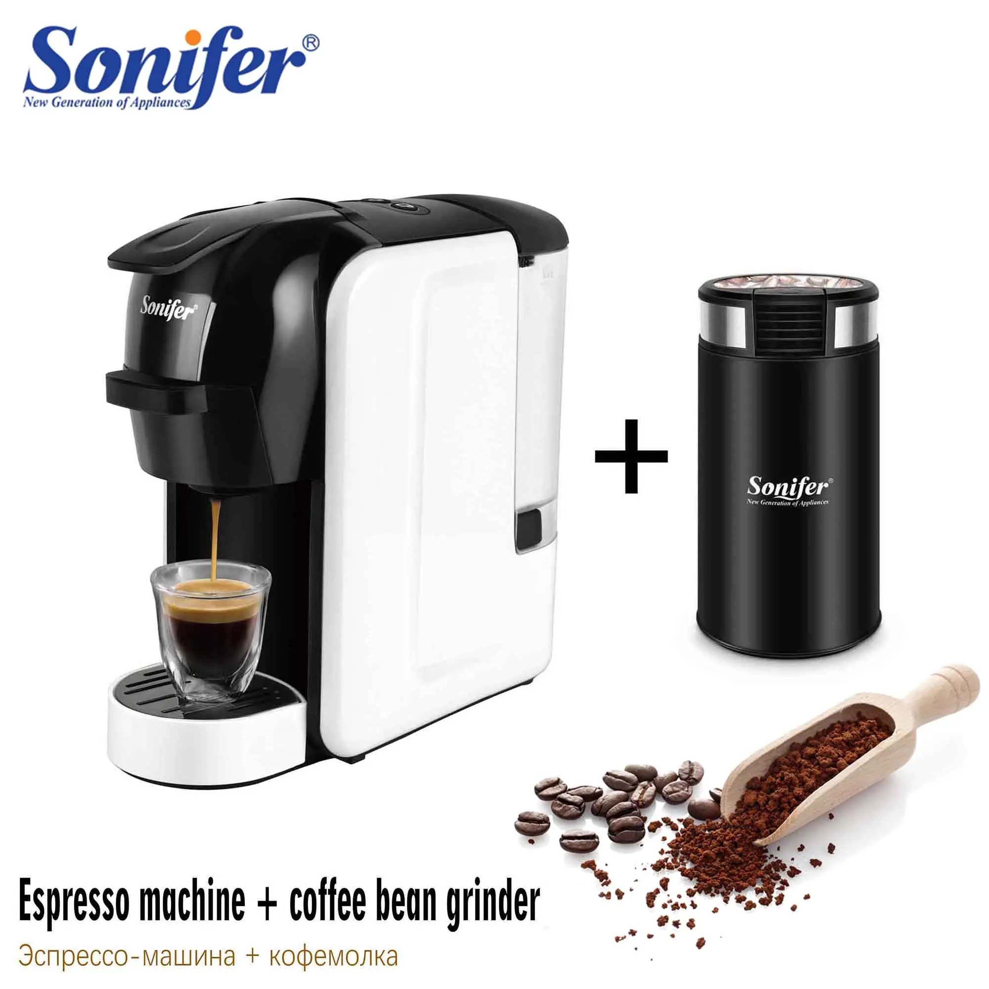 

Italian Espresso Electric Coffee Capsule Machine 3 in 1 For Capsules Nespresso, Capsules Dolce Gusto, Coffee Powder 220V Sonifer