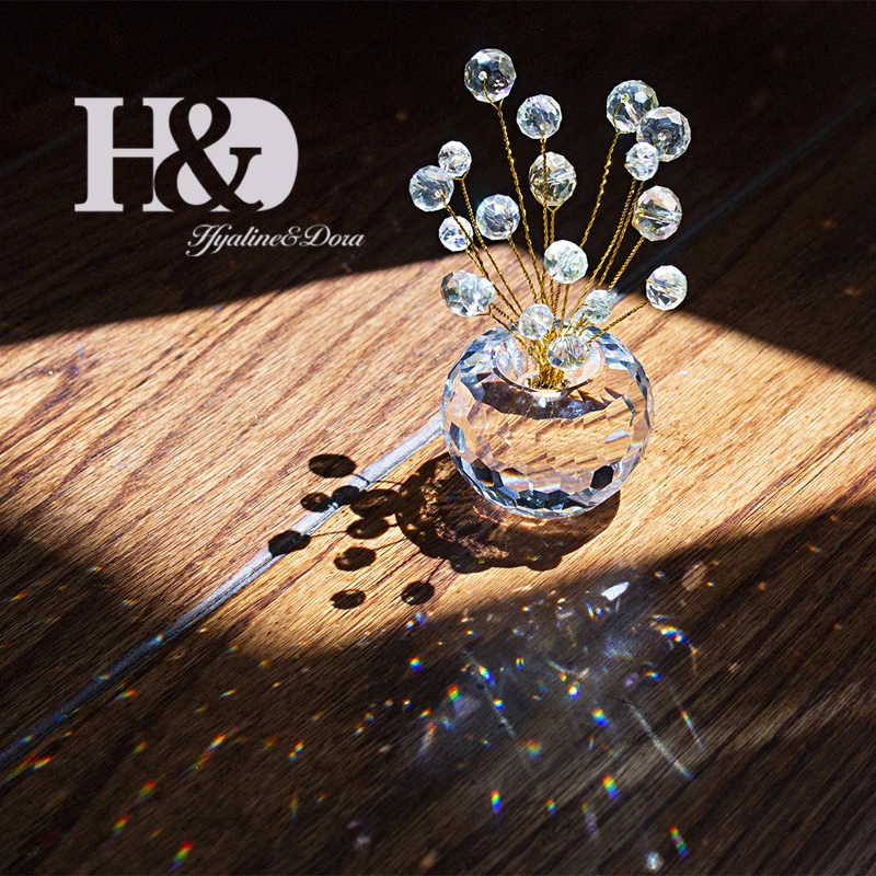 H& D Fengshui Кристалл Suncatcher орнамент радужные бусины Медный провод обернутый приборной панели автомобиля Декор рождественские подарки Декор для дома и офиса