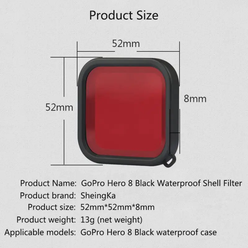 Подходит для GoPro Hero 8 водонепроницаемые фильтры практичный Дайвинг фильтр портативный водонепроницаемый фильтр глубина аксессуары для камеры