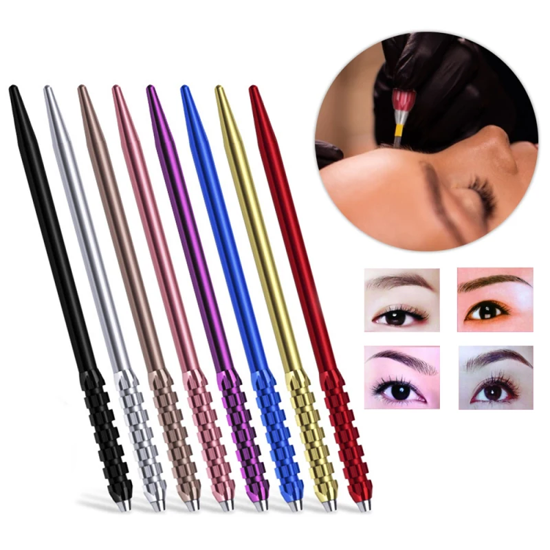 

8 Colors Eyebrow Semi Permanent Makeup Pen Microblading Needle Tattoo Pen Eyebrows Tattoo Makeup Tools Eyelash Mini Manual Tools