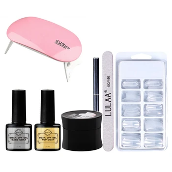 

LULAA 1Set Mini LED Nail Dryer Acrylic Polygel Kit Soak UV Quickextension Gel Base Coat Top Coat Nail Tool Transparent