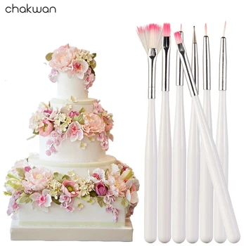 

7Pcs/Set Cake Silk Flower Brush Portable Icing Pastry Brushes Multifunction Baking Accessories Stocked Cake Decorating Tools