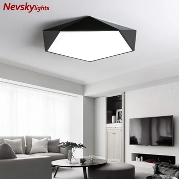 

Minimalist led ceiling lights living room white shade simple ceiling lamp bedroom black geometric art led kitchen fixture dining