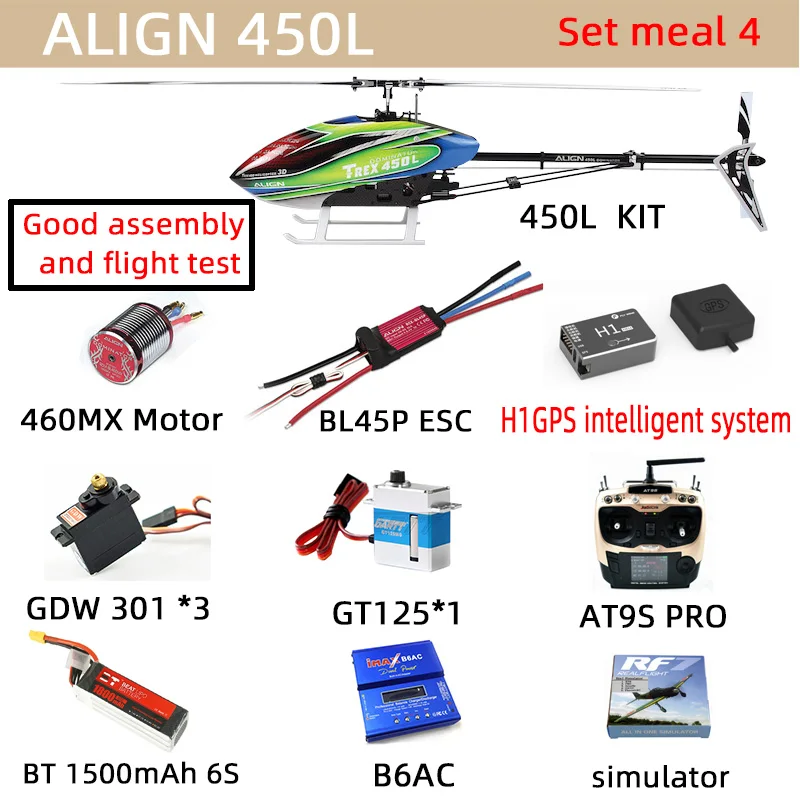 Alinhar 450l versão 3d rtf 6ch rc helicóptero inteligente T-REX 450l 2.4ghz quase rtf montado rc helicóptero gps sem blushless aeronaves