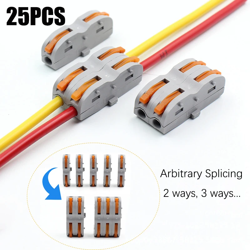 

25PCS Lever-Nut Compact Wire Conductor Connector- DIY Splicing Into 2/3/4/6 Way Butt Terminal Connectors For 28-12 AWG