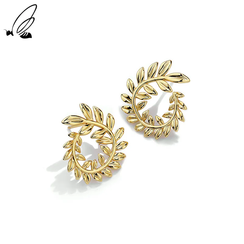 

S'STEEL 925 Sterling Silver Wheat Leaf Stud Earrings Gift For Women Personalized Statement Fine Accessories 2021 Jewellery