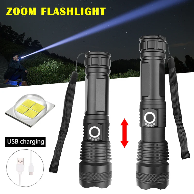 

XHP50 Powerful LED Flashlight USB Zoom Torch XHP50 Aluminum Alloy Flashlight FP8