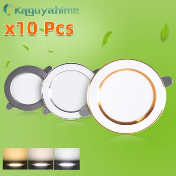 

=(K)= 10pcs Downlight 3W 5W 3000k 4500K 6000K Spot LED Downlight AC 220V Silver White Surface Round Indoor Recessed Spot Light