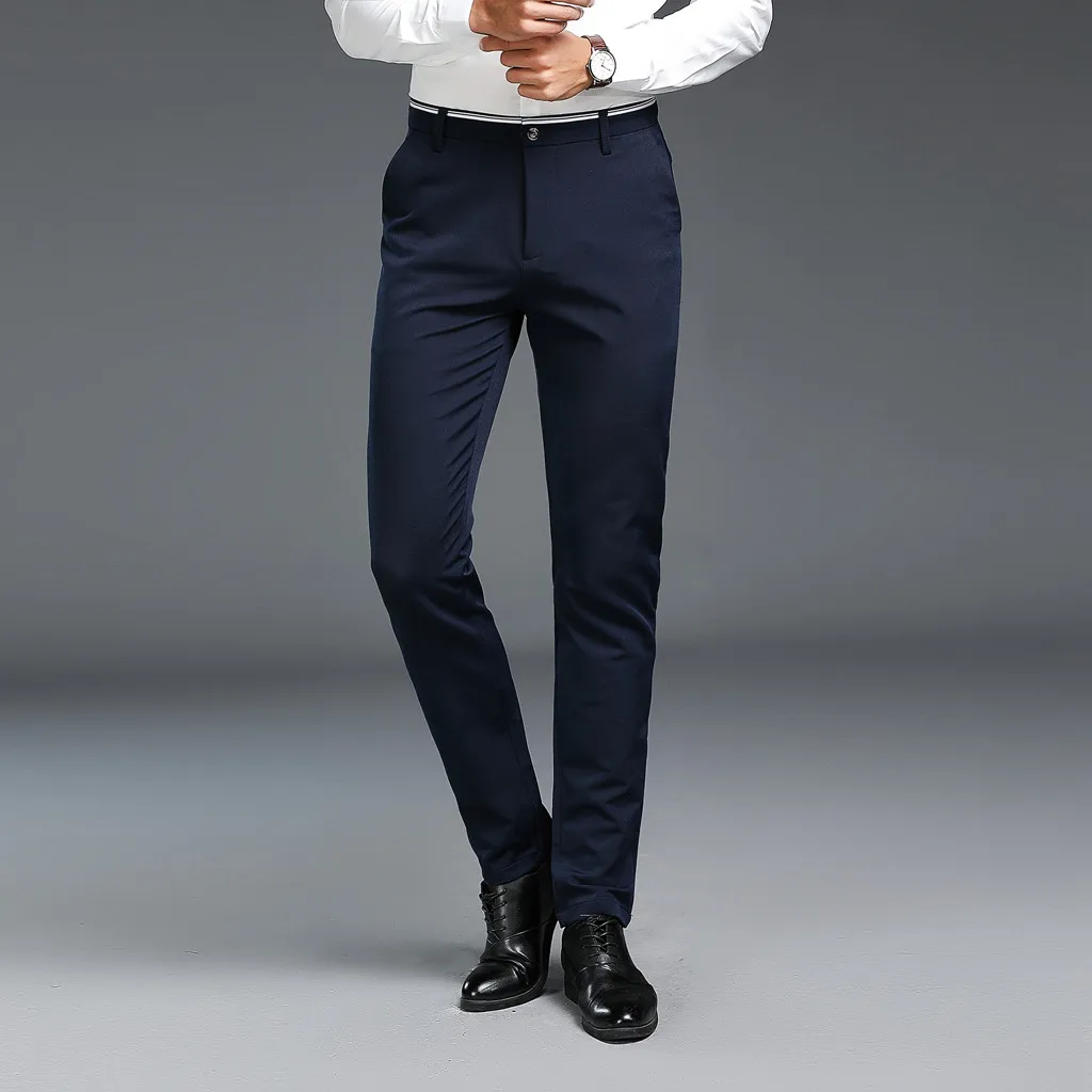 

Trousers Men In Men's Casual Pants Men's New Fashion Solid Casuall Trousers Slim Zippered Business Pants Long Trousers Pantalone