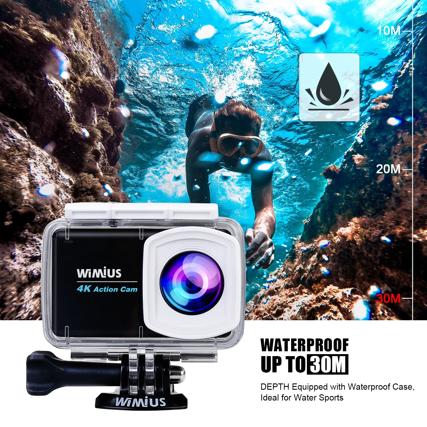 Wimius L3 Ultra HD спортивная экшн видеокамера 2 45 ''lcd 170D 4K Экшн камера 6MP Спортивная 30 м