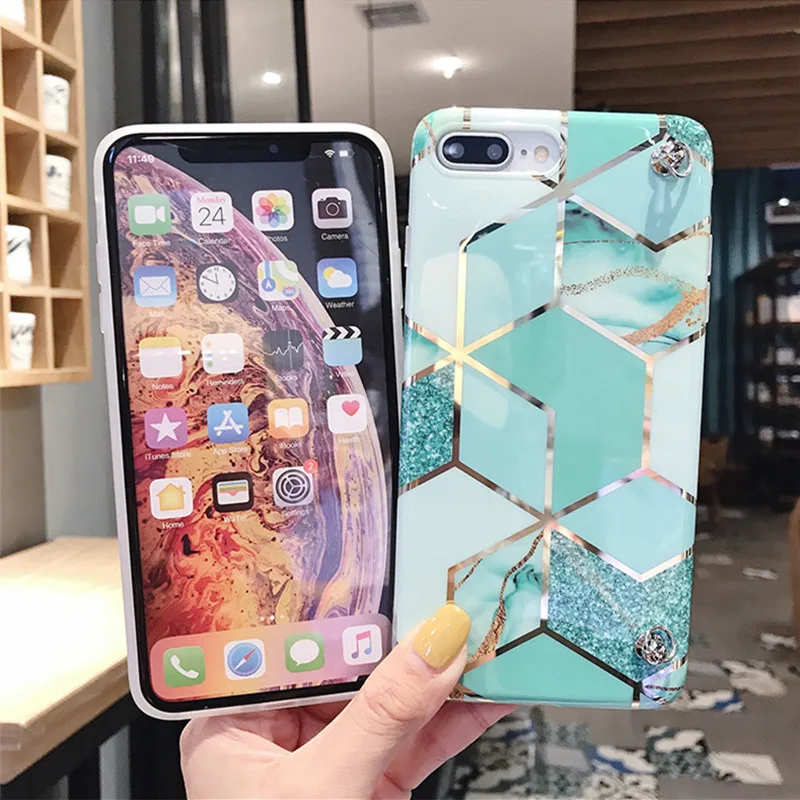 Чехол для iphone 11 pro max XS MAX XR X 7 8 6 6S plus чехол с мраморной цепочкой мягкий