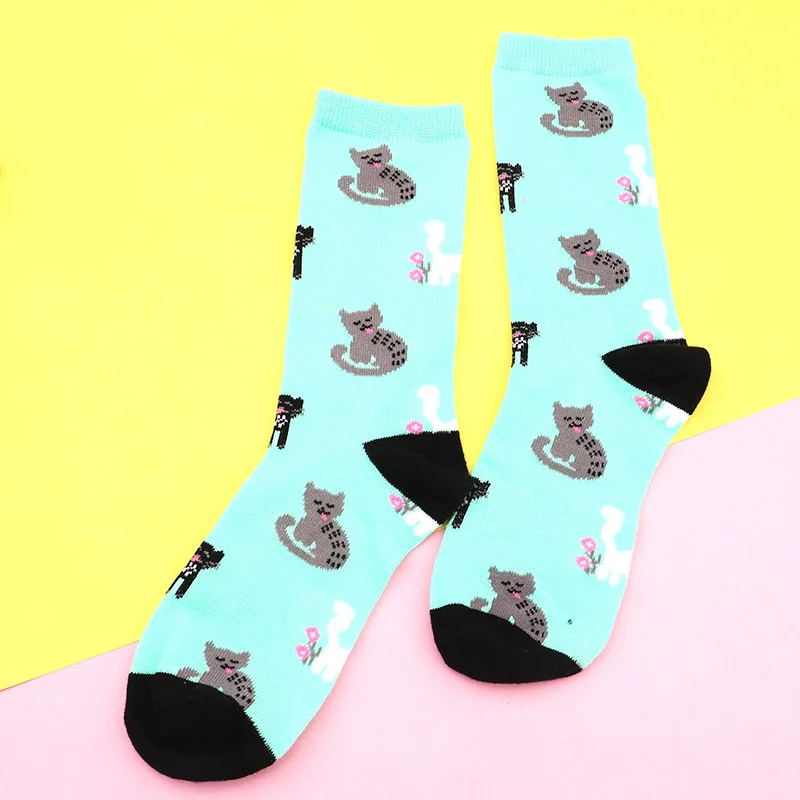 Повседневные хлопковые носки с радугой для женщин и девочек в стиле Харадзюку, хип-хоп, пляжи, забавные цветные цветы, забавный подарок
