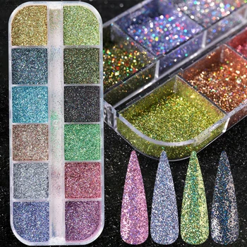 

1Case Holographic Laser Glitter Powder Gold Silver Dip Powder Mirror Polishing Chrome Pigment DIY Nail Art Manicure Decor JI1599