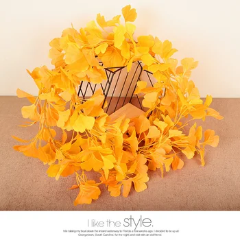 

Artificial Garland Ginkgo Leaf Green Plants Leaves Garland Fake Rattan Artificial Wreath Wall Hanging Home Wedding HKS99