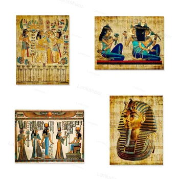 

Egypt Wall Art Canvas Painting Parchment Paper Style Old Antique Poster Prints Retro Egyptian Picture Wall Decor King Tut Queen