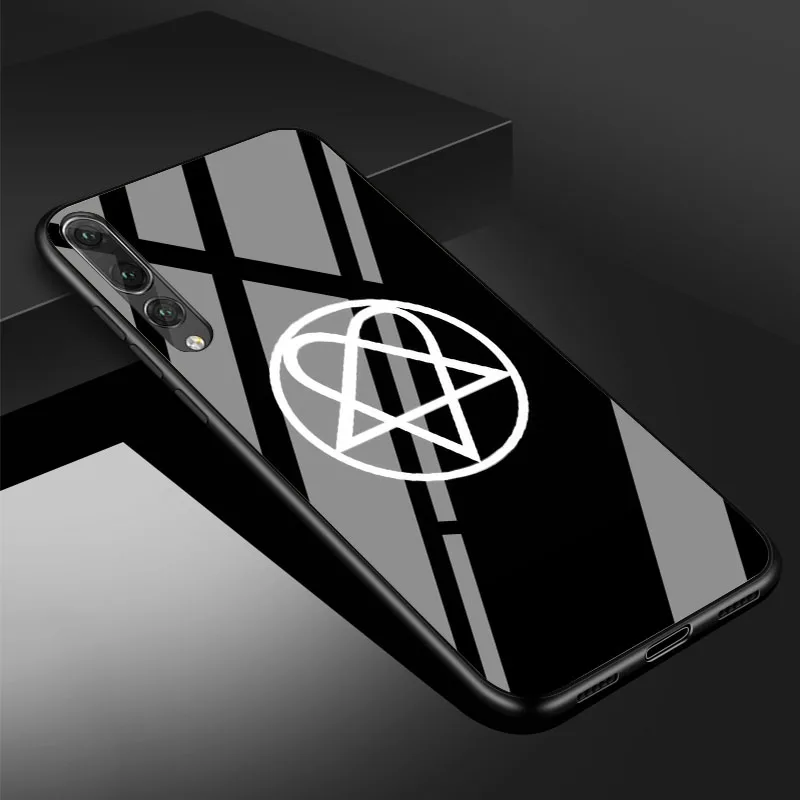 Модный чехол для телефона с логотипом Heartagram из закаленного стекла для huawei P20 P30 lite P20 P30 PRO MATE 20 lite 20 PRO Honor 10 - Цвет: B19072409-10.jpg