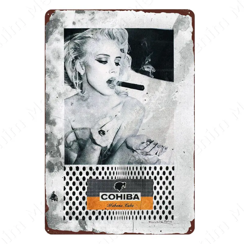 Targa in metallo con sigari, decorazione da parete per bar, cucina, garage, casa, sigari, decorazione da parete, poster in metallo, 20 x 30 cm
