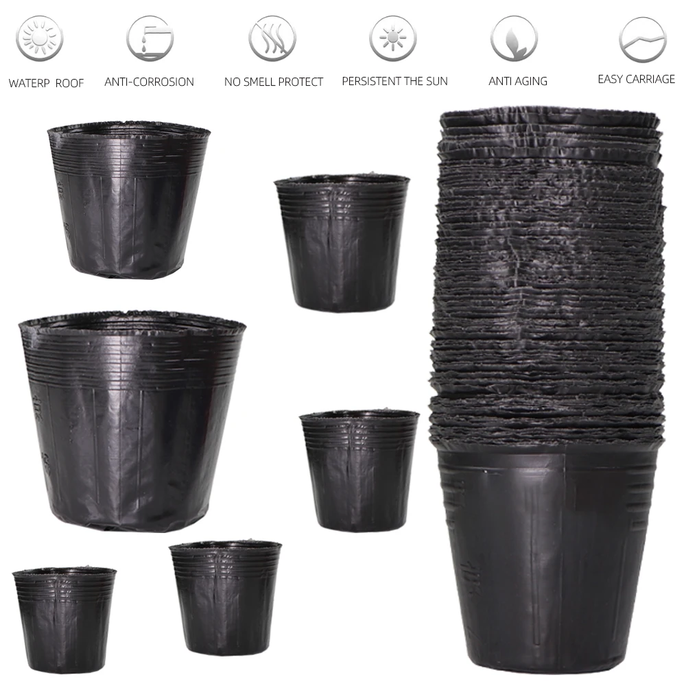5-100pcs 16 Sizes Black Plastic Seedling Planting Bowl Nursery Breathable Pot Nutrition Grow Bag Garden Vegetable Container Box plant grow bags fruit grow bags planting bags potato grow bags mushroom grow bags felt grow bags herbal grow bags