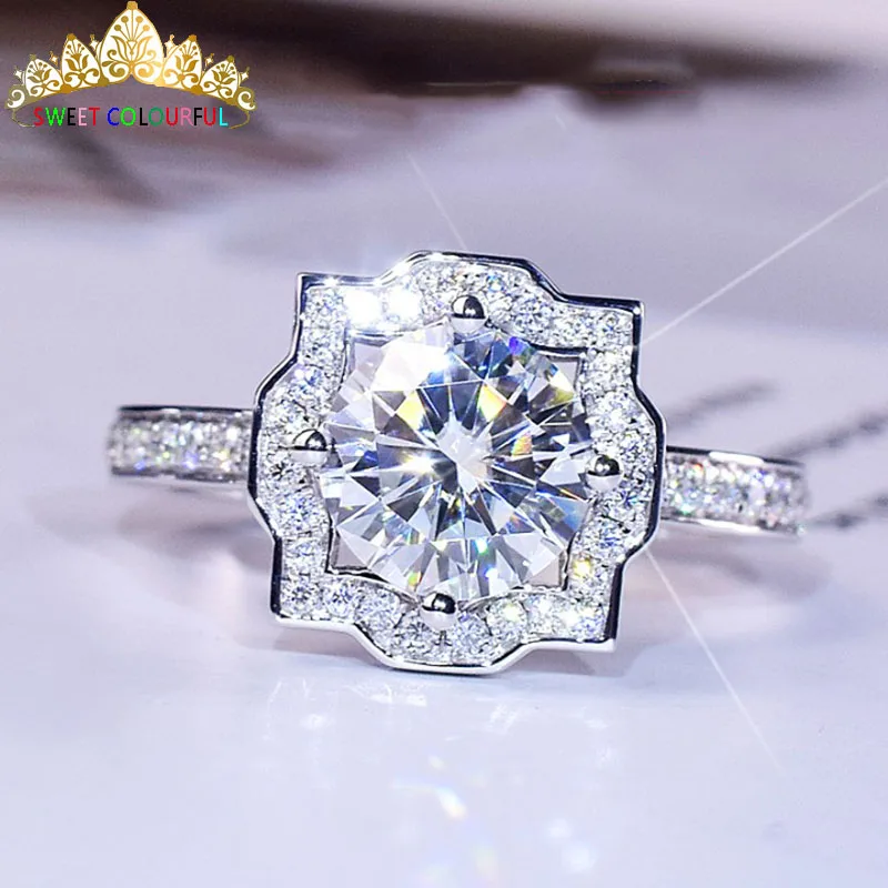 14K Золотое кольцо 1.5ct D Цвет VVS Moissanite кольцо обручальное кольцо с национальным сертификатом