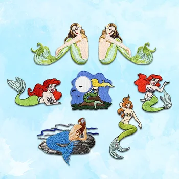 

10pcs/lot Embroidery Patches Clothing Decoration Shoes Bag Accessories Cute Mermaid Ocean Diy Iron Heat Transfer Applique
