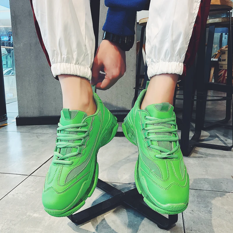 AQLOAC модная Уличная обувь; мужские кроссовки на прозрачной подошве; chaussure homme Dad Balencia; цвет оранжевый, зеленый, желтый
