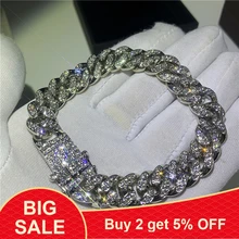 Хип-хоп мода Iced Out модные браслеты Высокое золото кубинские звенья цепи браслет Майами хип-хоп ювелирные изделия