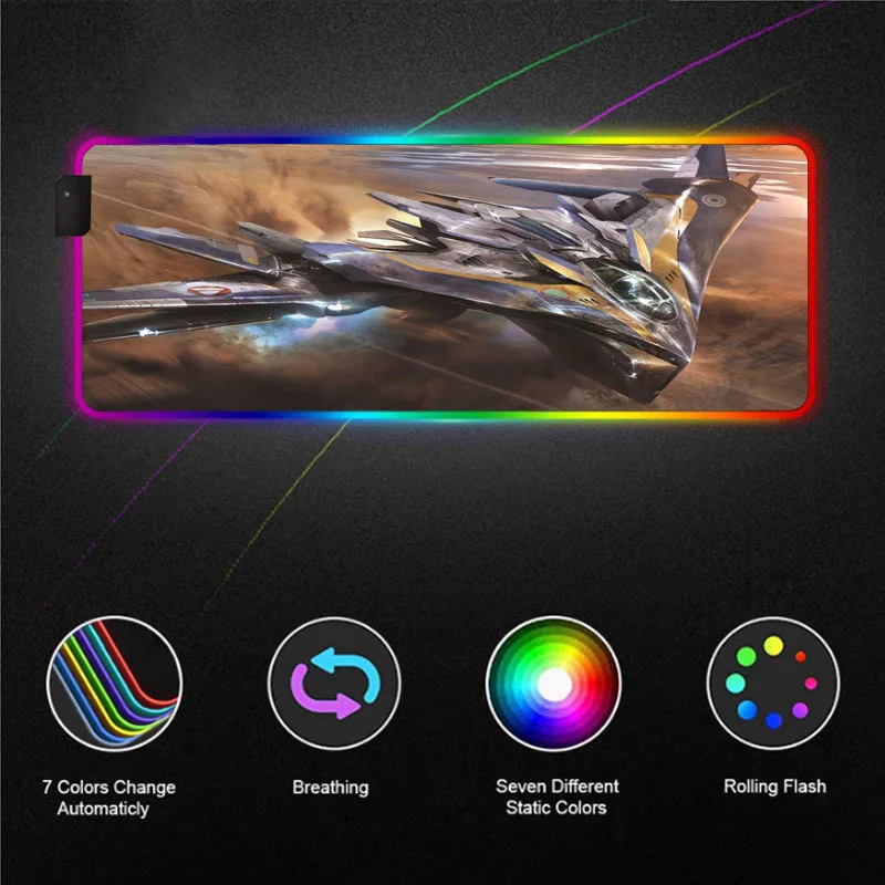 

Spaceship large mouse pad RGB gaming LED color light-emitting Large Glowing MousePad desktop pad with backlight 40X90 / 30X35 CM