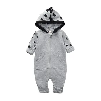

Spring Autumn Casual Fashion newborn Baby Rompers Jumpsuits Baby Boy Star Printing Long Sleeve Hooded Rompers Kids Bodysuits