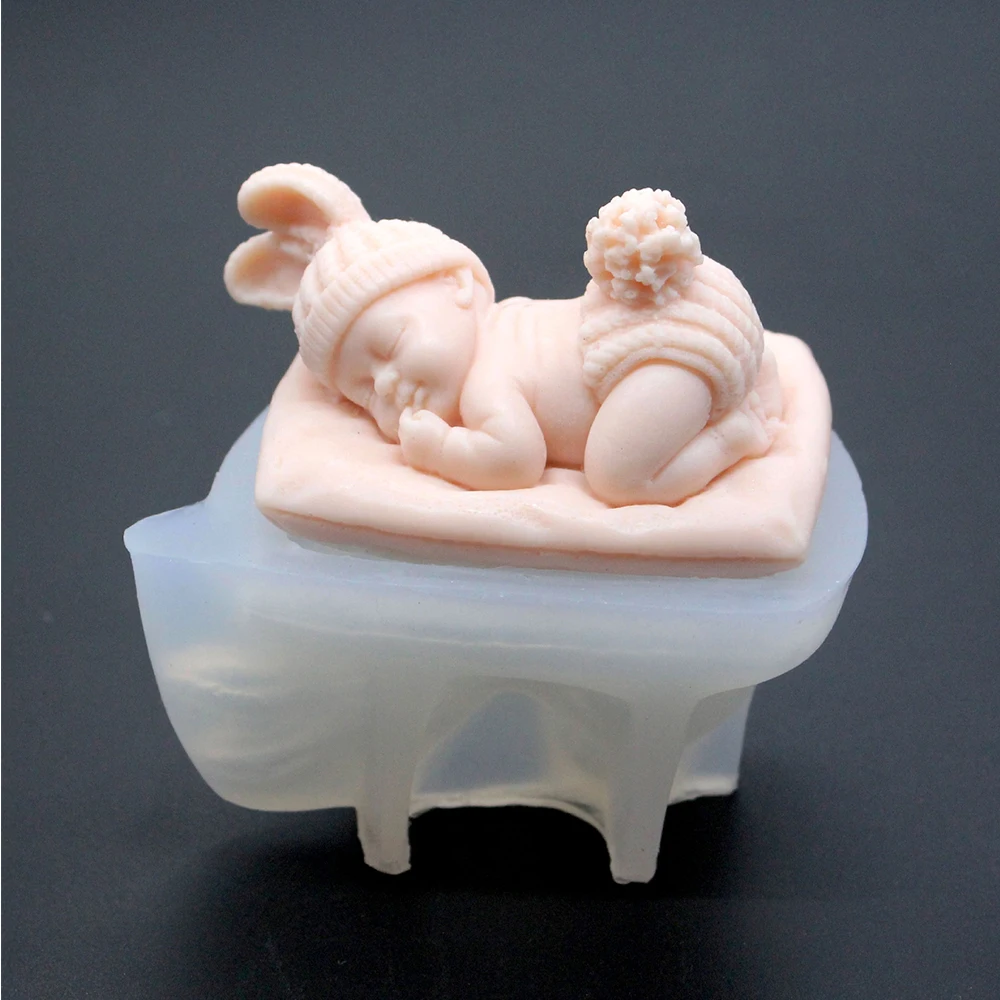 New 3D Sleeping Baby Candle Silicone Mold Chocolate Candy Fondant Mold