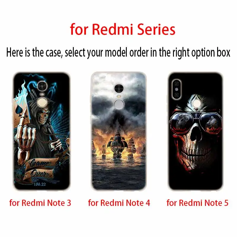 Прозрачный силиконовый чехол Grim Reaper с черепом и скелетом для Xiaomi Redmi 9A 8A 7A 6A 9AT Note 9 8