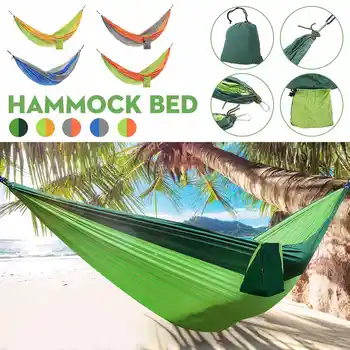

Single Double Hammock Adult Outdoor Backpacking Travel Camping Survival Hunting Sleeping Bed Portable with 2 Straps 2 Carabiner