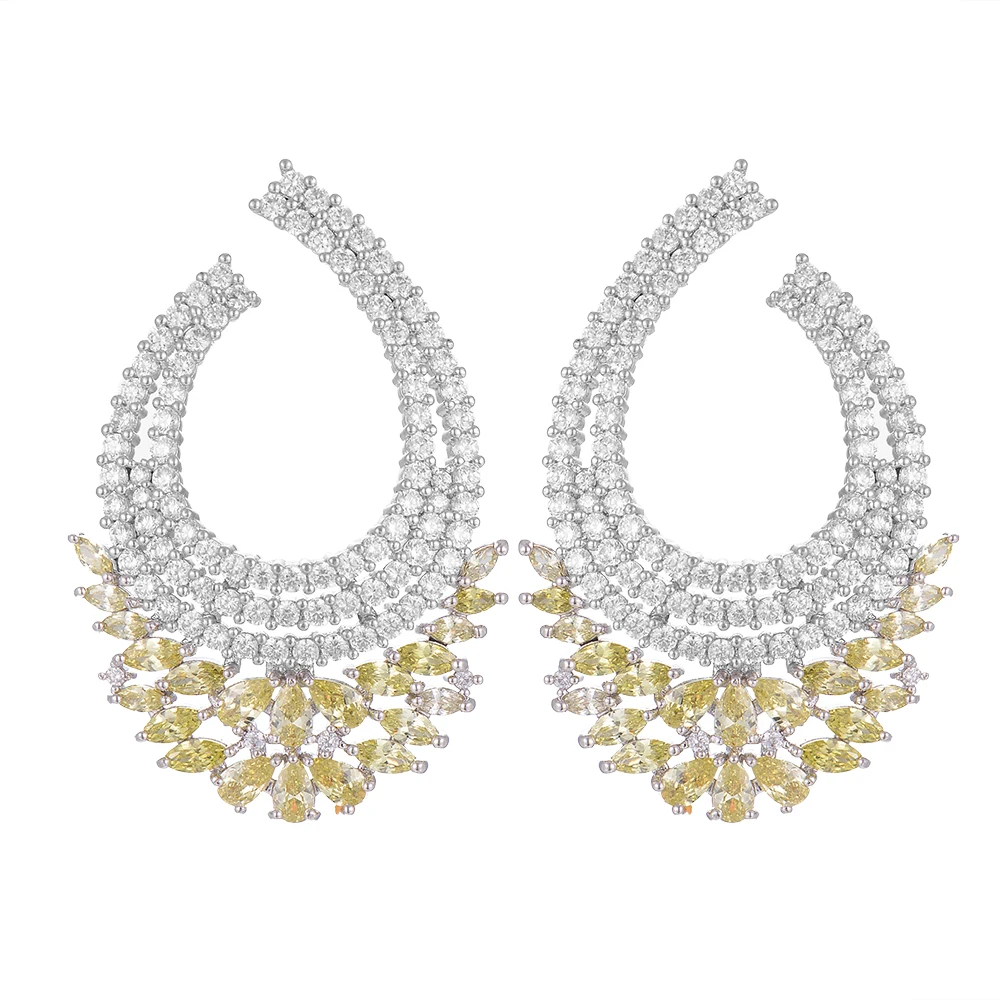 LARRAURI Luxury Zircon Crystal CZ Crystal Stud Earrings For Women Wedding DUBAI Bridal Earrings boucle d'oreille femme