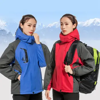 

Windbreakers Rain Jacket Hiking Thick Hooded Breathable Waterproof Windproof Fluffy Climbing Coat Outwear Outdoor Autumn Winter