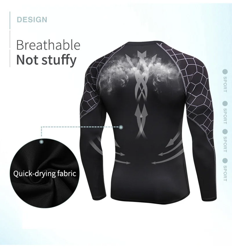 Новая быстросохнущая Мужская футболка для фитнеса, облегающая футболка для бега, Спортивная Мужская футболка, одежда для спортзала, майка для бодибилдинга и фитнеса Rashgard