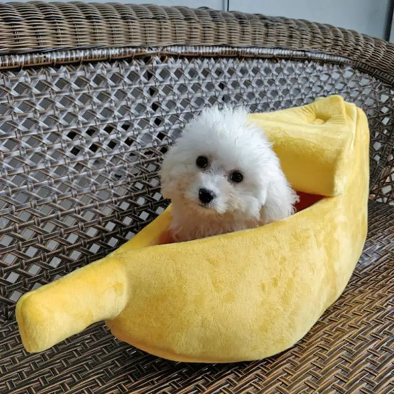 

Banana Cat Bed House Cozy Warm Cute Banana Shape Puppy Cushion Kennel Portable Pet Beds Basket Supplies Mat For Cats Kittens Dog