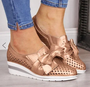 

2019 New Summer Women Bow Sandals Ladies Open Toe Casual Shoes Platform Wedge Slides Beach Woman Shoes