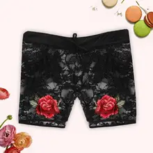 Женские кружевные Пижамные шорты размера плюс, Модная Удобная Сексуальная Повседневная Домашняя одежда с вышитыми цветами, панталоны Пижама, новинка, горячая Распродажа E