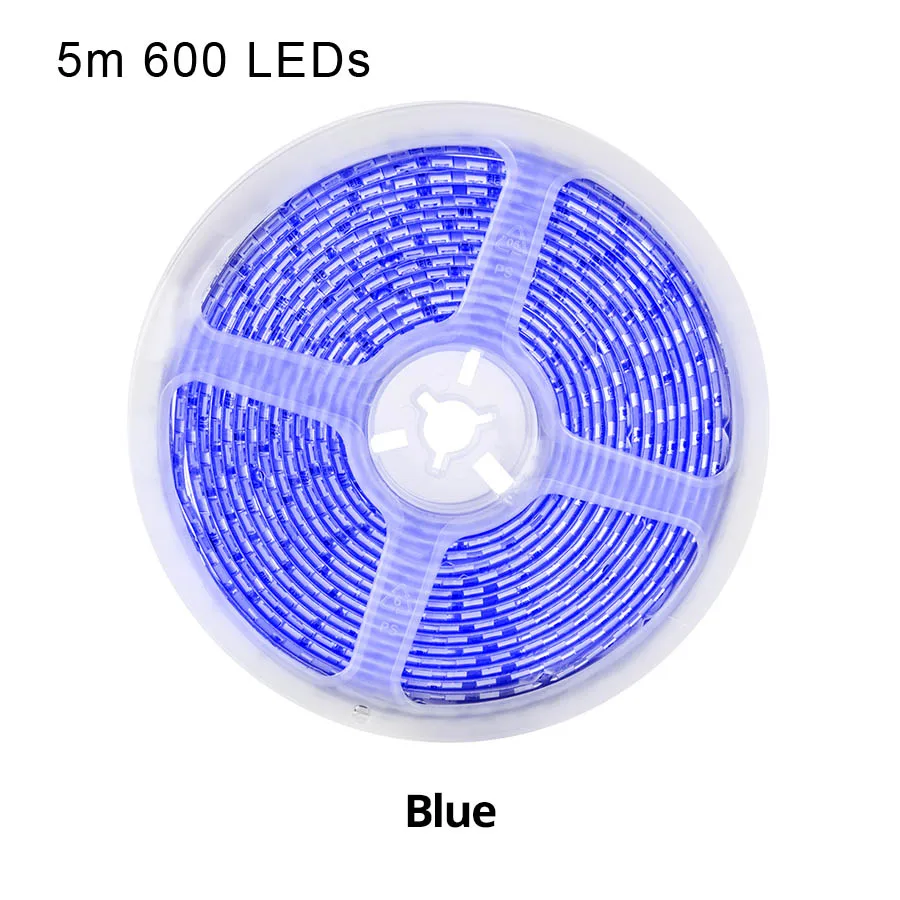 Светодиодная лента 5000 лм, 600 светодиодов, 5 м, 12 В, SMD5054, 120 светодиодов, 9 цветов, водонепроницаемая гибкая светодиодная лампа, подсветка для телевизора, белый/розовый/голубой - Испускаемый цвет: 600 LEDs Blue