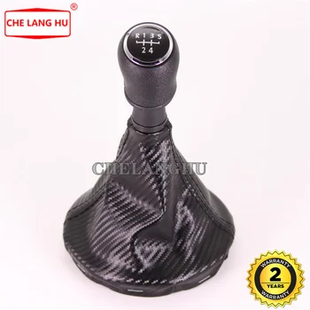 

For VW T5 Transporter Multivan Caravelle 2003 2004 2005 2006 2007 2008 2009 car 5 Speed Gear Shift Stick Knob Level With Leather