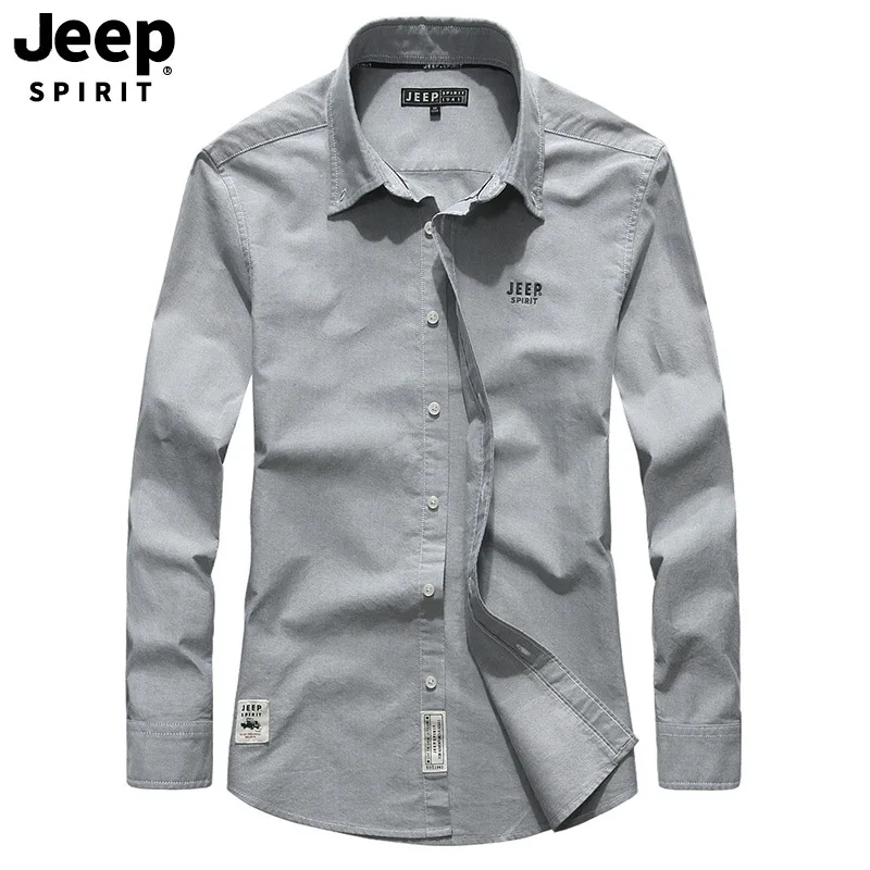 JEEP SPIRIT брендовая Осенняя мужская s рубашка однотонная хлопковая дышащая рубашка с длинными рукавами Мужская модная рубашка подарок для мужчин