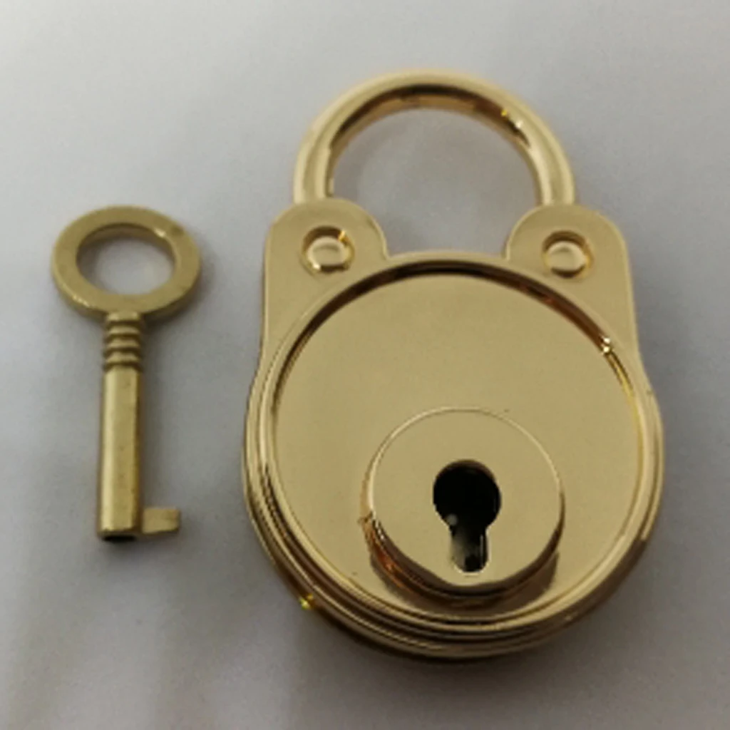 Vintage Brass Bear Padlock Mini Pad Lock Suitcase Luggage Lock 1 Keys 47mm