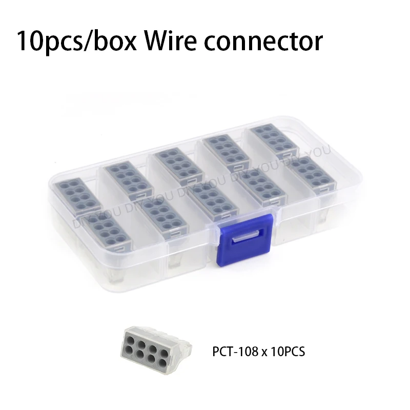 Смешанный провод в штучной упаковке быстрый Универсальный компактный соединитель проводки PCT-102/104/106/108 клеммный блок проводника с рычагом - Цвет: PCT-108(10PCS)