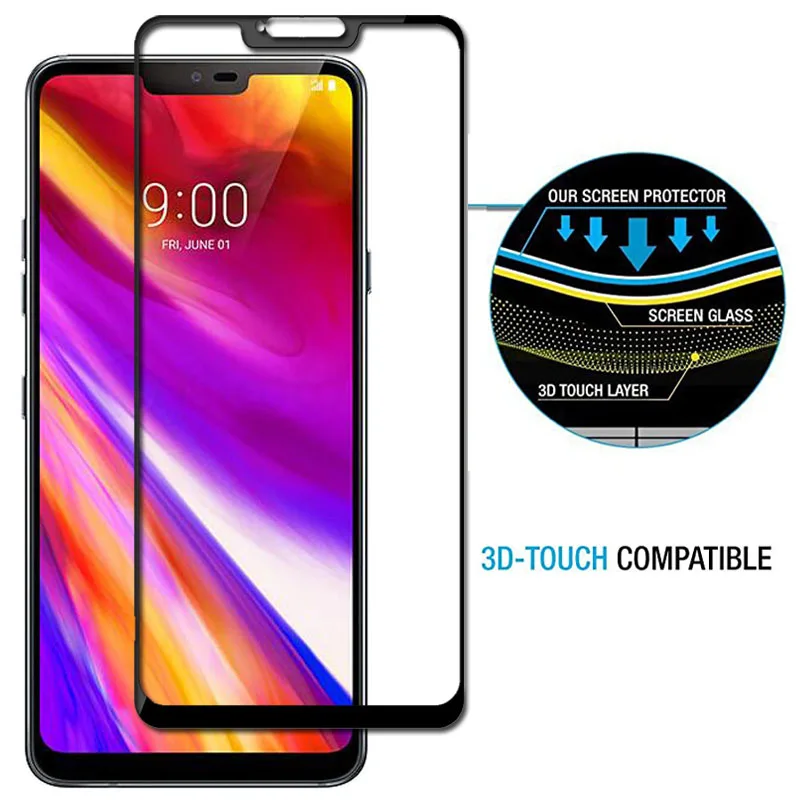 Premium Full Cover Tempered Glass For LG G7 ThinQ Screen Protector Protective Glass For LG G7 One Fit Plus Q9 Full Glue Glass