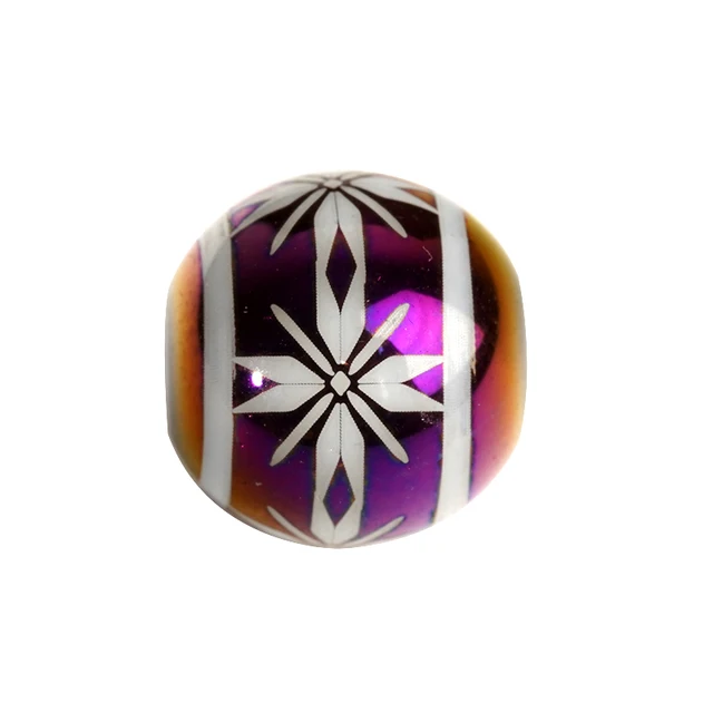 20pcs Round Porcelain Beads With High Quality Cruciate Flower Patterned Beads For DIY Making Bracelet Necklace Jewelry Purple