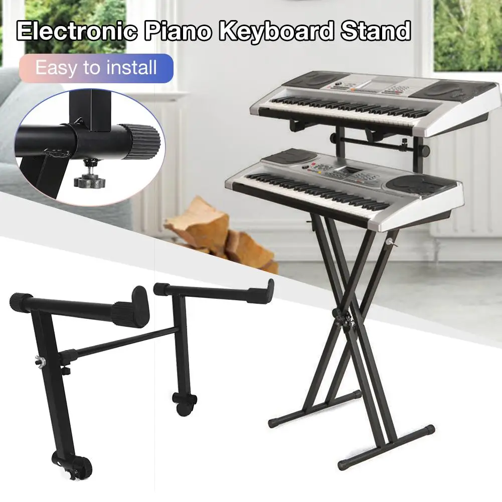 

Adjustable Electronic Piano Stand Adjustable Double Tube Iron Rack Universal Keyboard Instrument Stand Accessories
