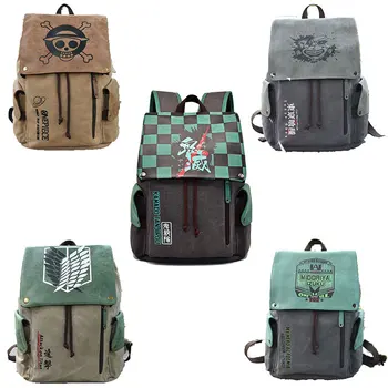

ONE PIECE Demon Slayer Kimetsu no Yaiba Anime Canvas Backpack Schoolbag Attack On Titan Cosplay Travel Casual Mochila