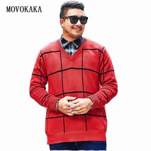 Модный повседневный мужской свитер большого размера, пуловер для мужчин на осень и зиму, мужской Клетчатый свитер, свободные пуловеры, хлопковые мужские свитера