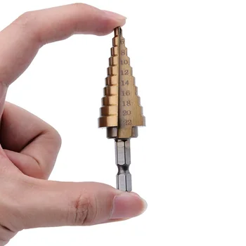 

Metal Coated Step Cone Drill Bit Hole Metal Hex Core Drill Bits Metal Wood Cutter 4-22mm Tool