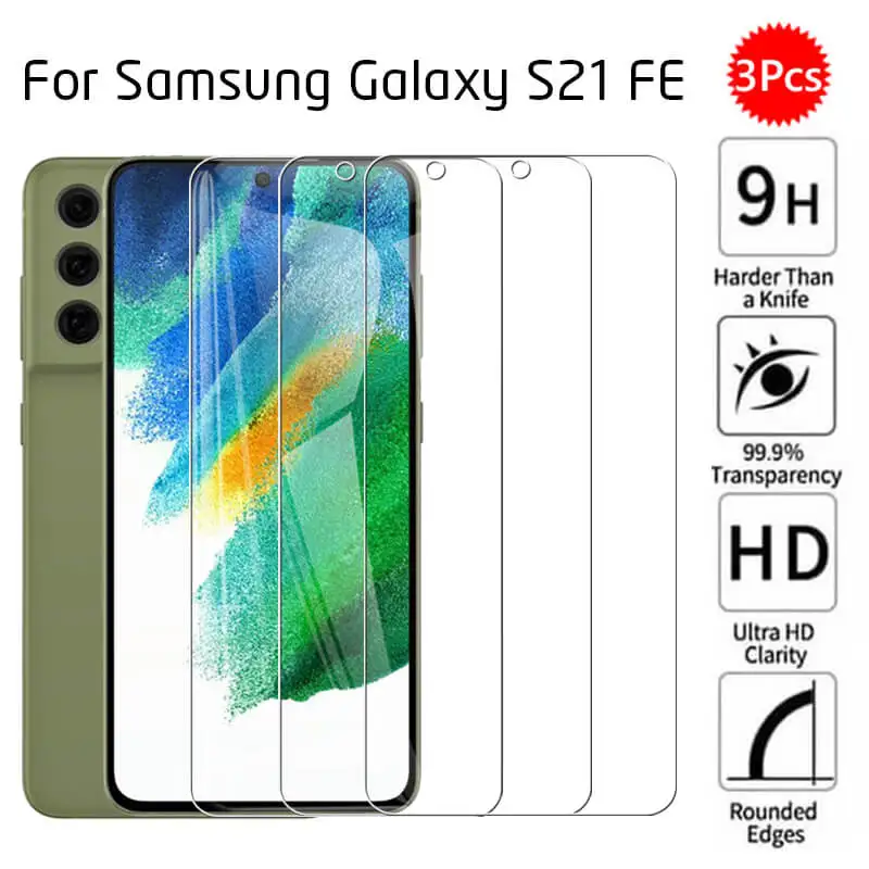 3 Pz Samsun S21 Fe Vetro Per Samsung S21 Fe Vetro Protezione Dello Schermo Per Samsung S21 Fe S 21 Fe S21Fe Sm-G990B/Ds Vetro Protettivo