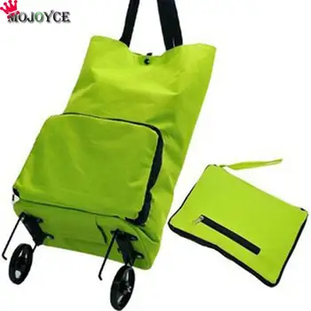 

Portable Oxford Shopping Trolley Bag Foldable Pull Wheel Cart 2 Wheels Supermarket Home Vegetables Storage Cart Supplies